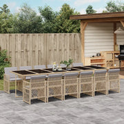 Set da Pranzo da Giardino 13 pz con Cuscini Beige in Polyrattan 3210768