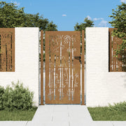 Cancello da giardino 100x200 cm in acciaio corten e design in bambù 153243