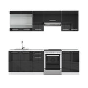 Cucina componibile Fame-Line Antracite lucido/Bianco 240 cm senza piano di lavoro Vicco