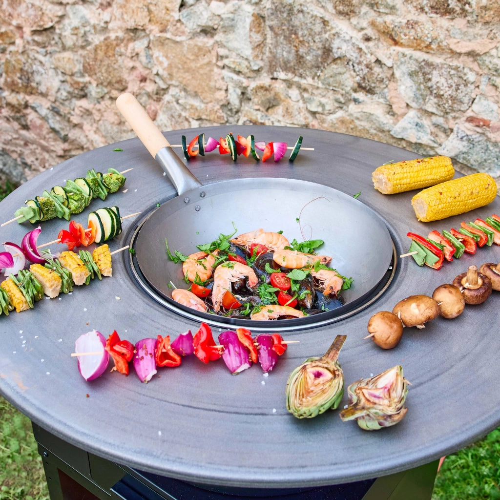 Braciere barbecue 81,5cm con griglia di cottura, deposito legna e
