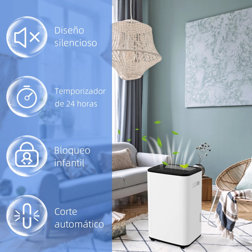 Deumidificatore Elettrico 6 Litri 20L/giorno ¨C zephmum ¨C Bianco 33.5x26x53 cm