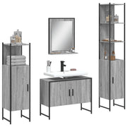 Set Mobili da Bagno 4 pz Grigio Sonoma in Legno Multistrato