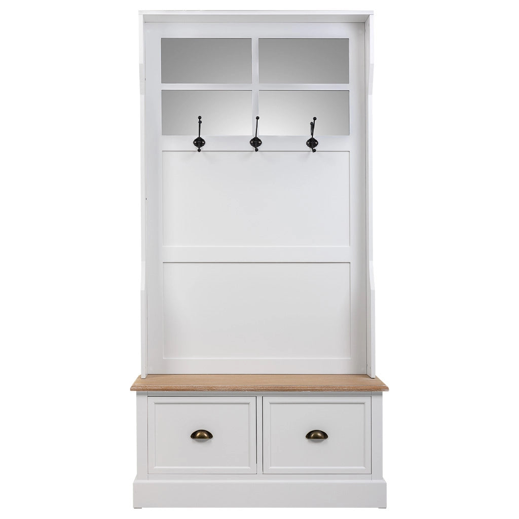 Mobile da ingresso in legno con 2 cassetti bianchi 92x39,5x184h