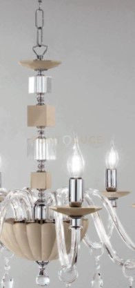 LAMPADARIO LIVIA 8 LUCI TORTORA- TRASPARENTE E CROMO ATTACCO E14 D.85CM