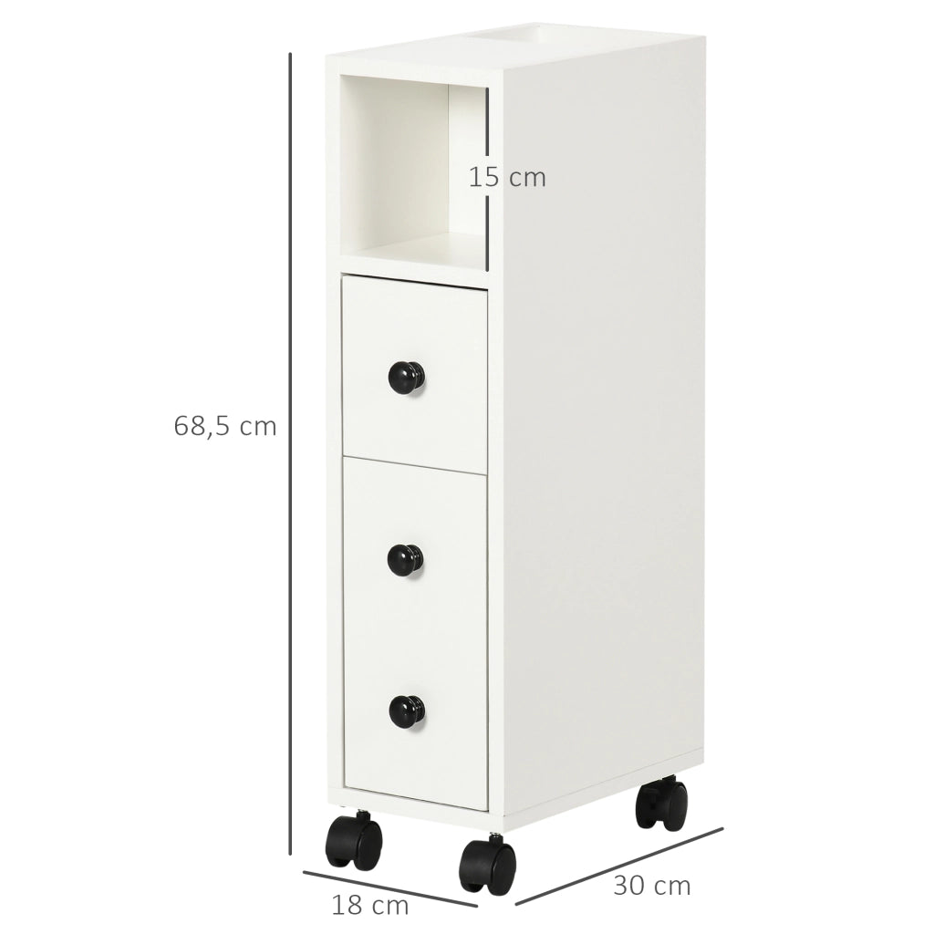 Mobile Bagno con Ruote ¨C Zephmum ¨C Bianco 18x30x68,5 cm