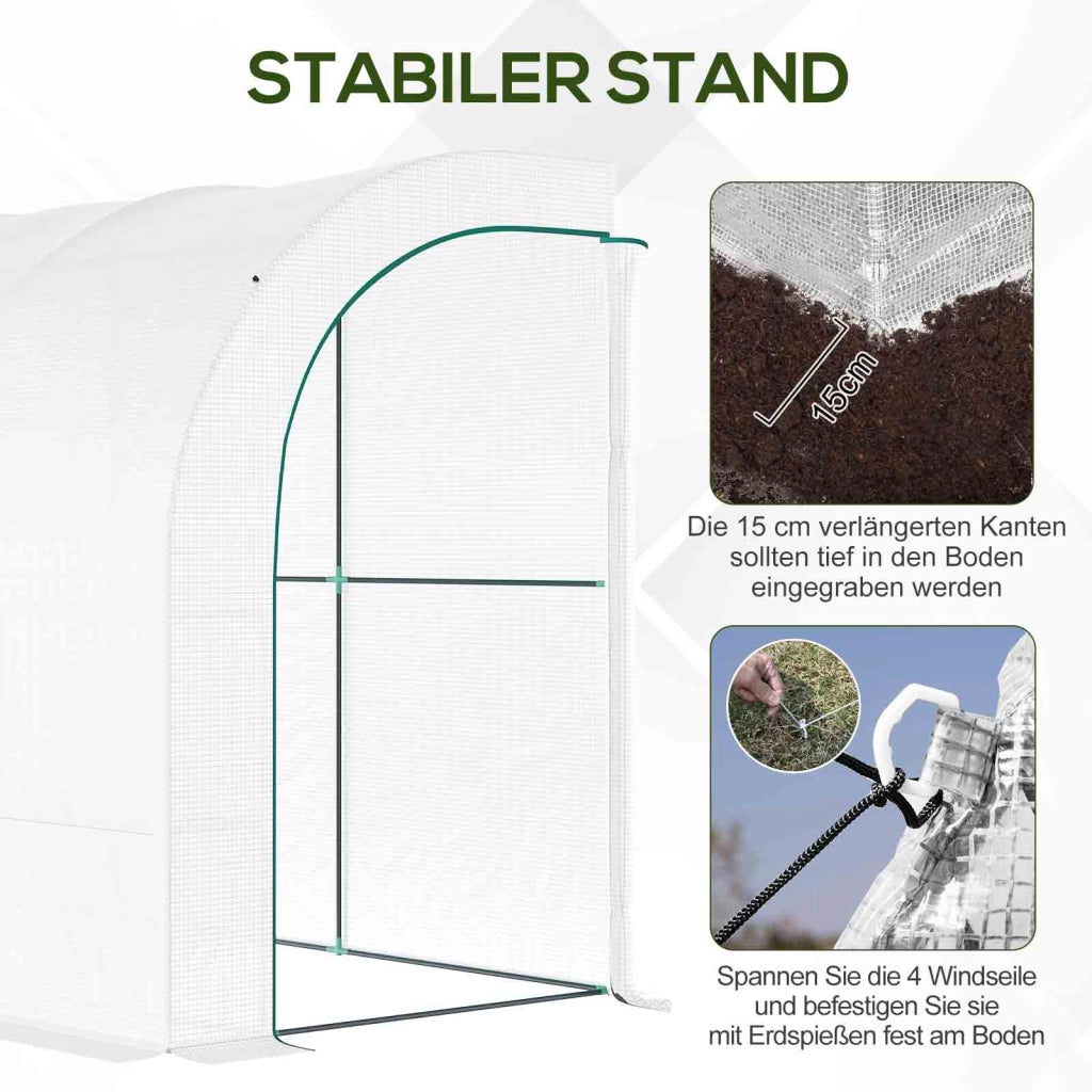 Serra da Giardino con Copertura in Plastica, 3 Ripiani, Porte a Zip, Bianco ¨C zephmum ¨C 200x100x150 cm