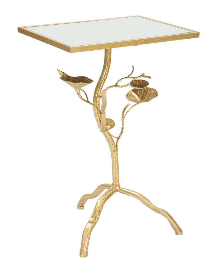 Tavolino Tisty 40x60x30 cm in Ferro e MDF Oro