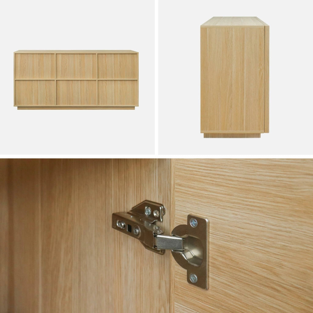 Credenza effetto legno 3 ante, 160cm, marrone naturale