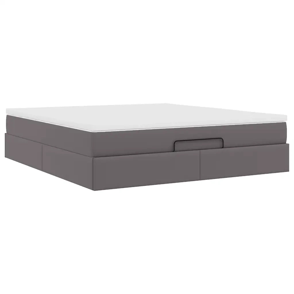 Struttura Letto Pouf con Materasso Grigio 180x200 cm Similpelle 3311054