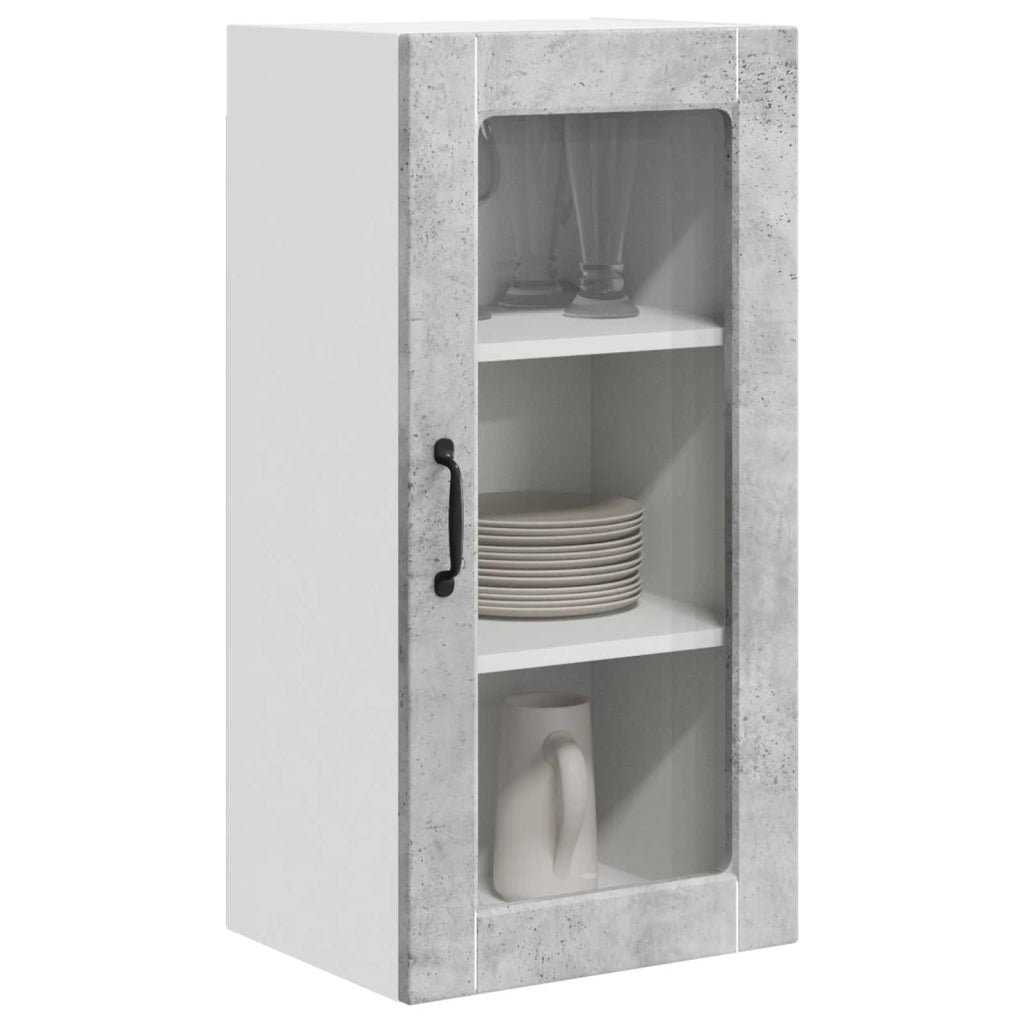 Pensile da cucina | Mobile in vetro da parete LUCCA Grigio Cemento 40 x 31 x 80 cm