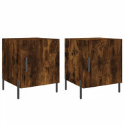Set di 2 Comodini | Armadio da Notte | Mobiletto da notte Rovere Fumo 40x40x50 cm in Legno Multistrato