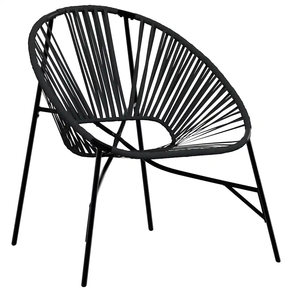 Set di Sedie da Giardino 3 pz | Sedie da Esterno in Polyrattan Nero