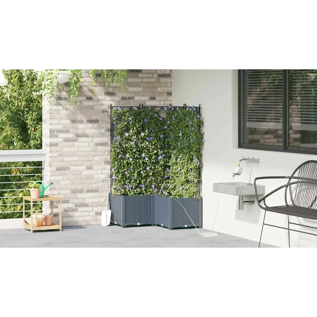 Fioriere | Cassetta per fiori | Vaso da giardino 3 pz Grigio Chiaro 80 x 80 x 142 cm Plastica