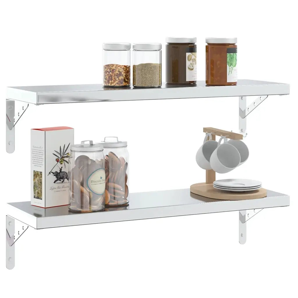 4 pz Staffe per Mensola | Ripiano | Scaffale 23,5x2,5x15,5cm in Acciaio Inox Argento