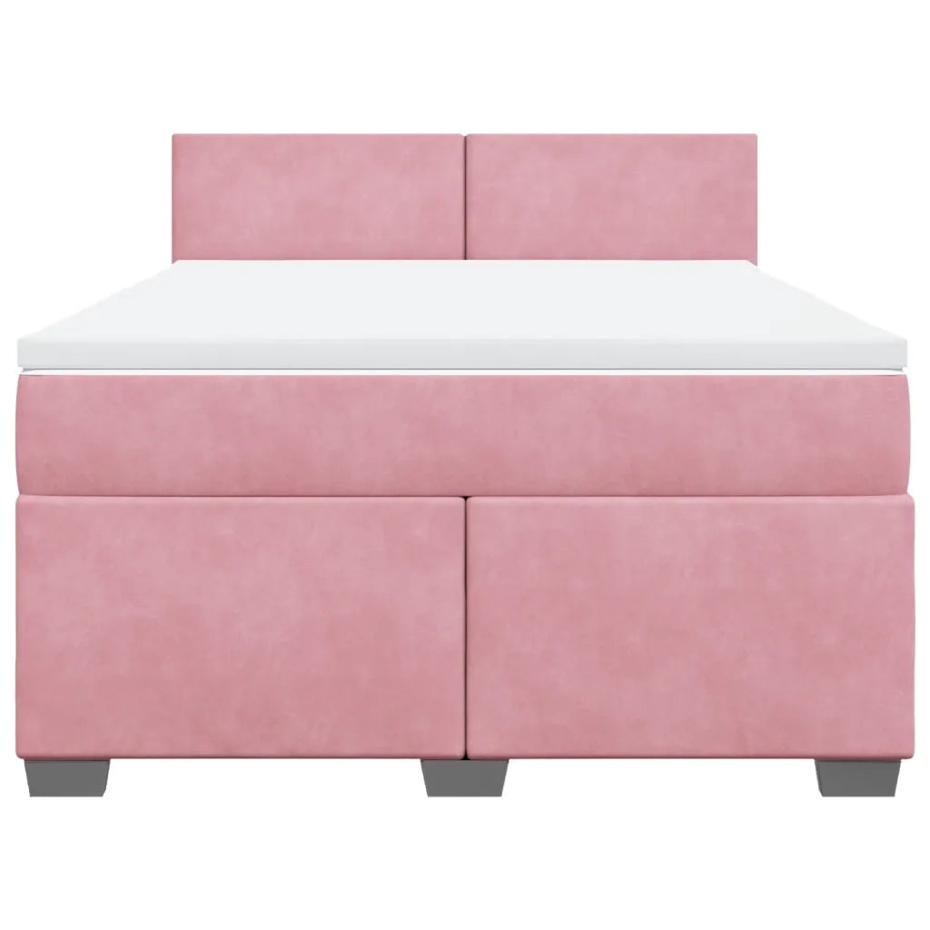 Giroletto a Molle con Materasso Rosa 140x190 cm in Velluto 3288605