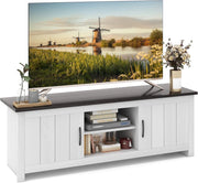 Mobile TV con 2 Ante per TV fino a 65", Mobile Porta TV in Legno con Ripiani Aperti, Mobile per TV in Legno per Soggiorno, 145 x 39,5 x 49,5 cm (Grigio Scuro)