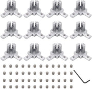 Set di connettori angolari 3 vie - 12 pezzi - Inclusi 48 viti M4 - 2 chiavi M2 - Zinklegering - Resistente all'usura e all'ossidazione - Connettore angolare