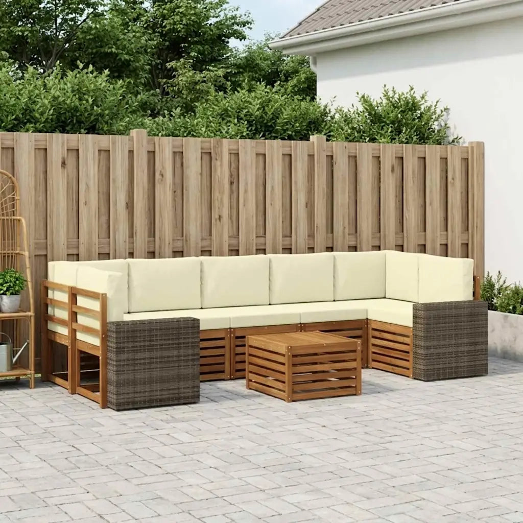Set di divani da esterno con cuscino 8 pcs Naturale e Crema 3384156