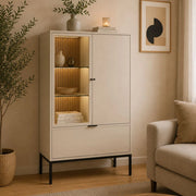 Mobile Espositore Lolamaha, Vetrina 3 Ripiani, 76x40x116h cm Beige