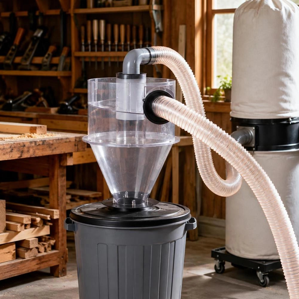 Cyclone Dust Separator, 4-inch Retrofit Cyclone Separator For Dust Collectors, ABS Dust Separator With 2-inch Outer Diameter Connection And Hose For Wet/dry Vacuum Cleaners, Suitable For 5-10 Gallon Tanks (tank Not Included)