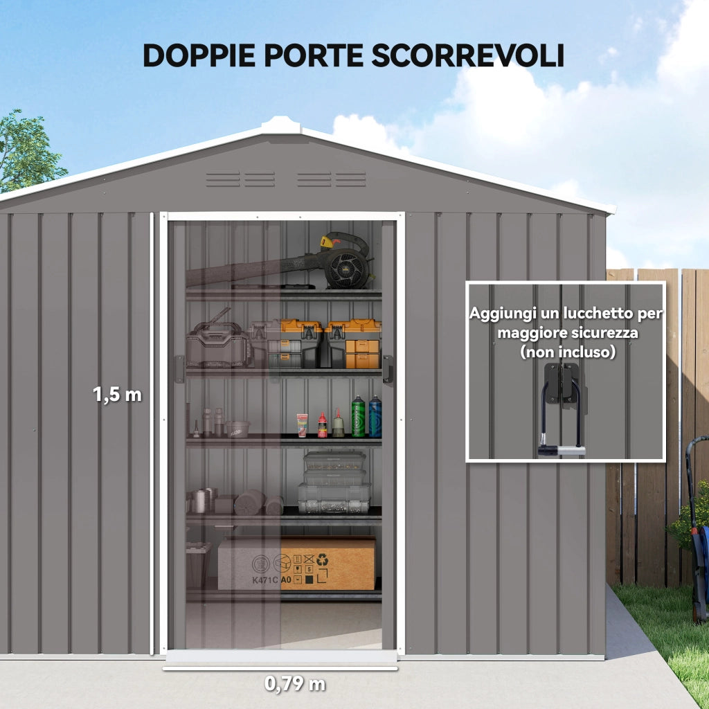 Casetta da Giardino ¨C zephmum ¨C Effetto Legno Acciaio 230x170x215 cm