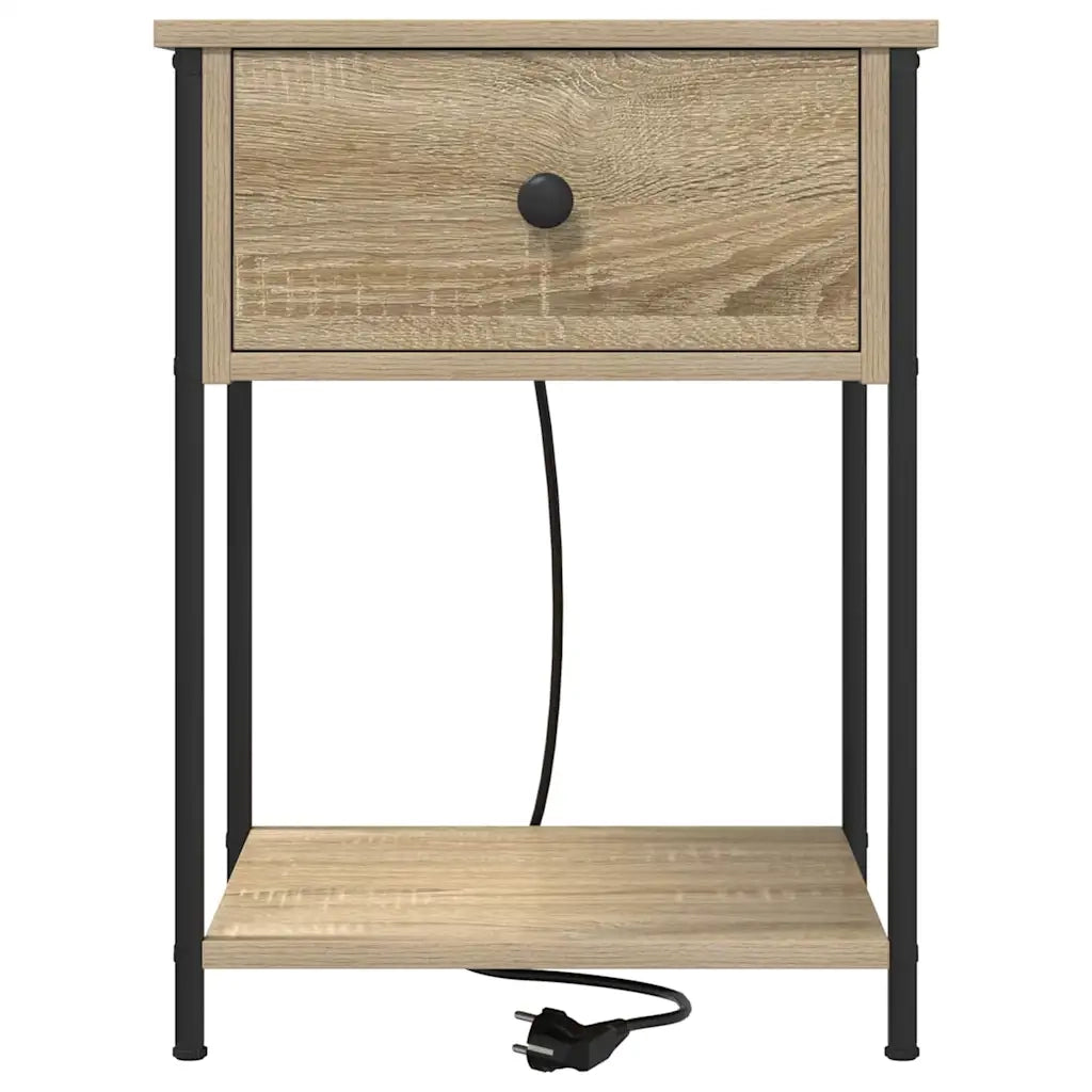 vidaXL Comò con stazione di ricarica con cassetto 2 pcs rovere sonoma