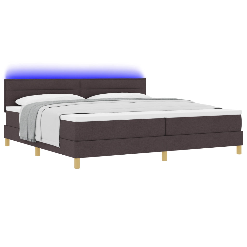 Letto a Molle con Materasso & LED Marrone Scuro 200x200 cm Tessuto