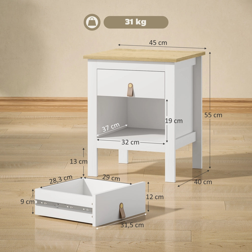 Comodino con cassetto e vano aperto ¨C zephmum ¨C bianco 45x40x55 cm