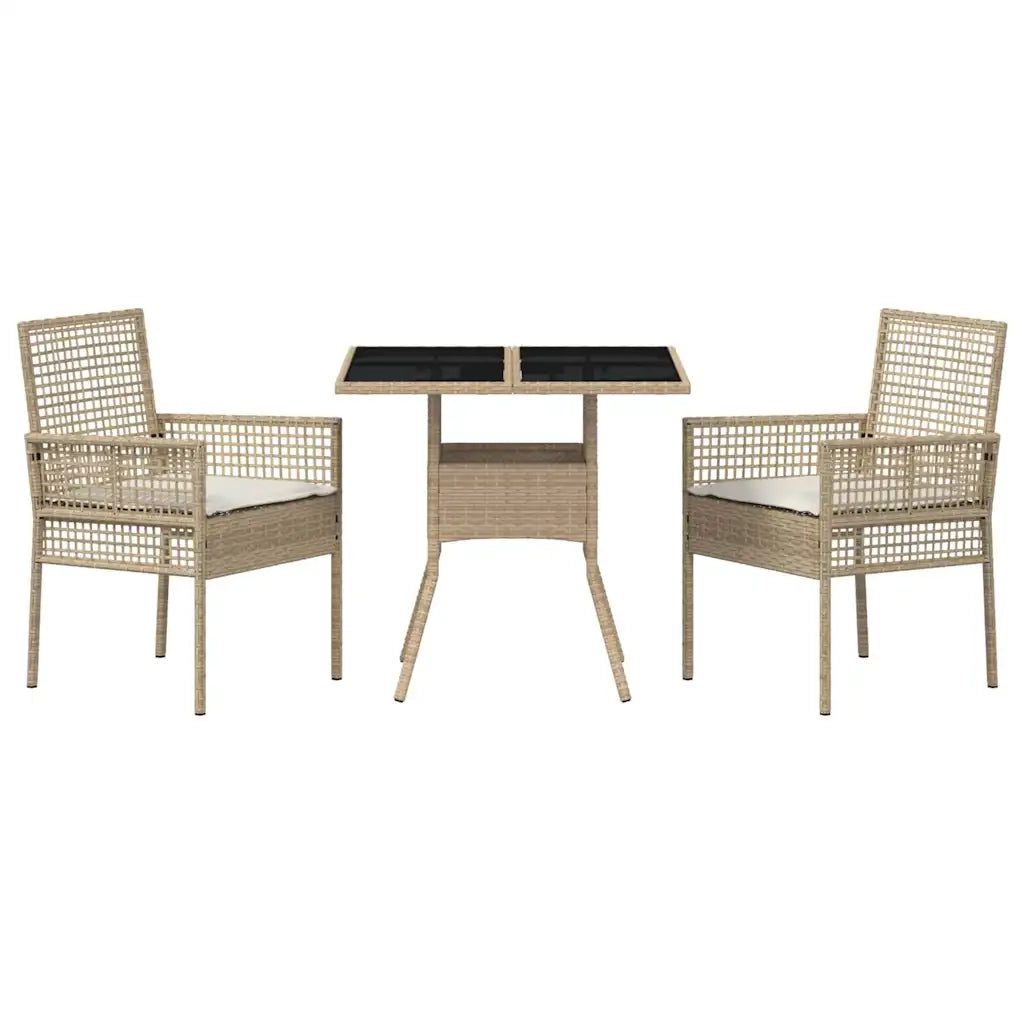 Set da Pranzo per Giardino 3 pcs Beige polyrattan 3334931