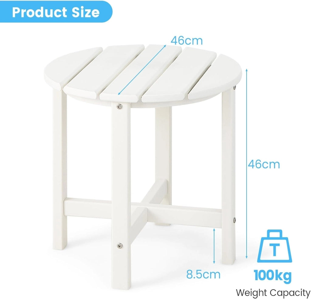 Tavolino da balcone da giardino, piccolo, resistente alle intemperie, balcone, in HDPE, resistente ai raggi UV, portatile, fino a 100 kg, piccolo tavolo per esterni, 46 x 46 x 46 cm