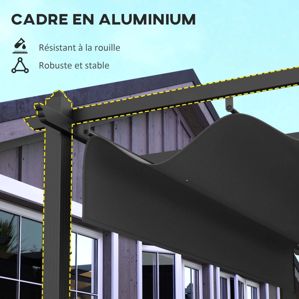 Pergola retrattile per terrazza ¨C zephmum ¨C 3.5x6 m in alluminio e poliestere grigio scuro