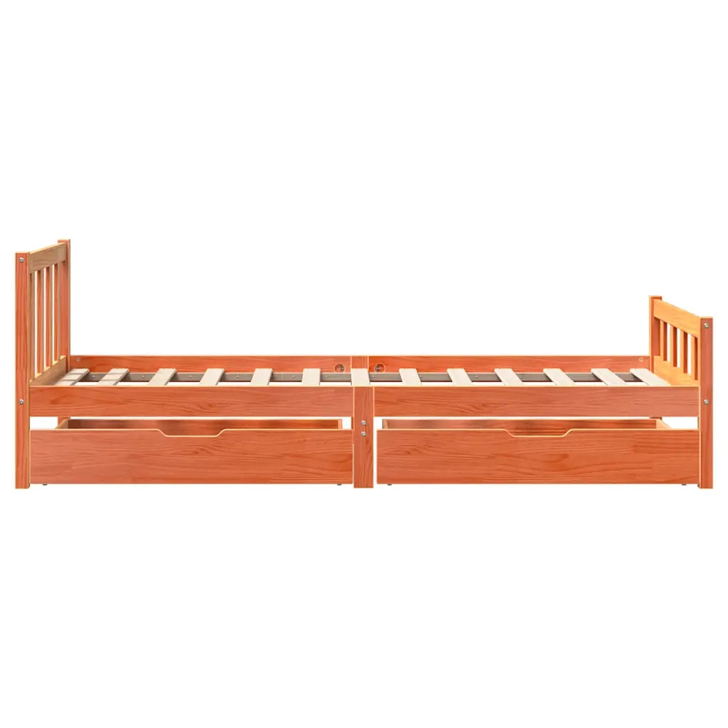 Letto senza Materasso-Struttura Letto Marrone Cera 75x190 cm in Legno di Pino 607678