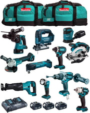 MAKITA Kit MK1102 (DHP481 + DHR243 + DGA504 + DTD152 + DJV182 + DSS610 + DJR186 + DBO180 + DTM51 + DML802 + DTW285 + 3 Batterie 5,0 Ah + Caricabatterie + 2 x LXT600)