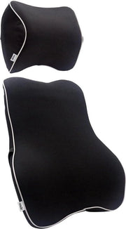Set di cuscini in Memory Foam ad alta densità - Cuscino lumbar e cuscino per il collo - Viaggio, ufficio, casa nero