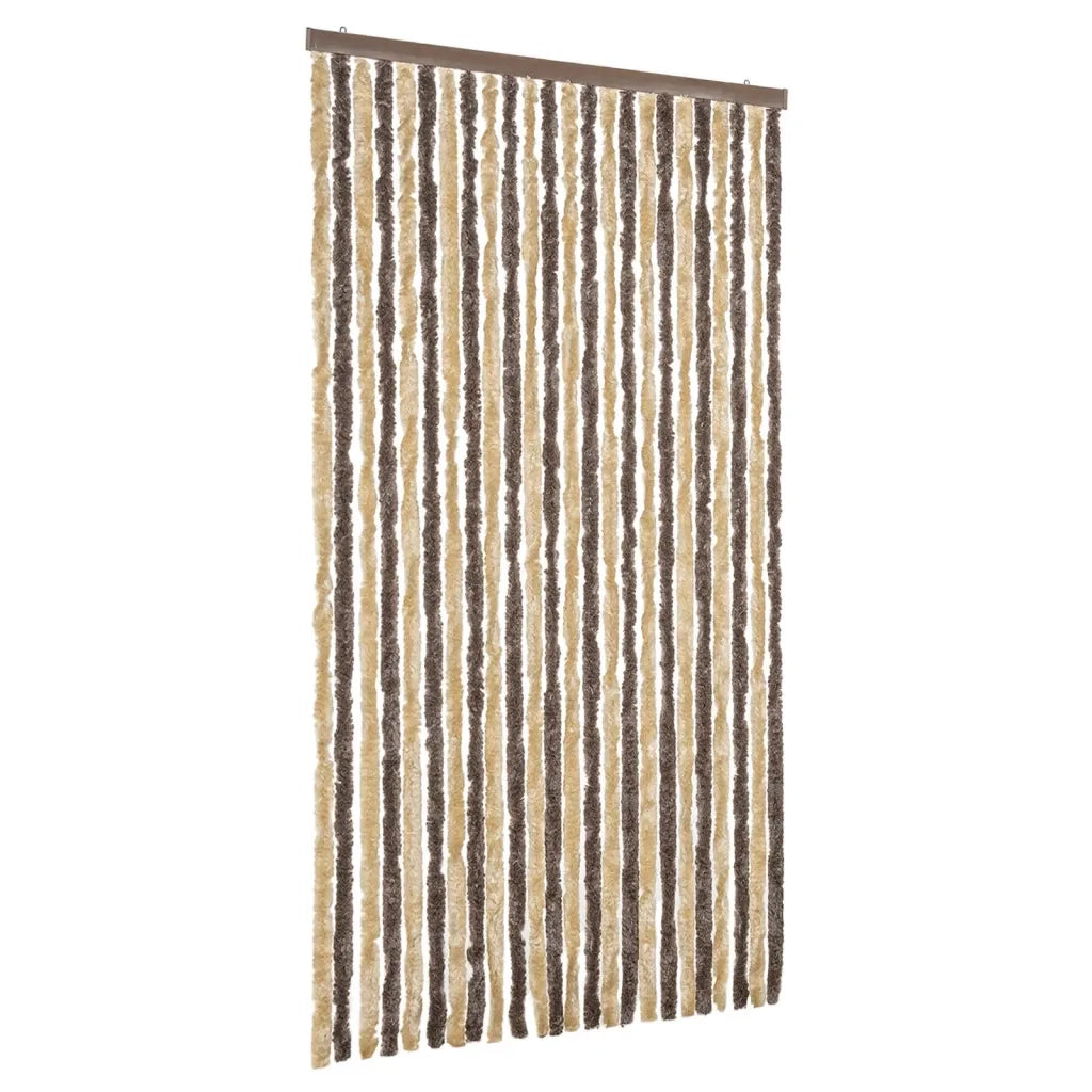 Tenda Antimosche Marrone Scuro e Beige 100x200 cm in Ciniglia CFW1629020