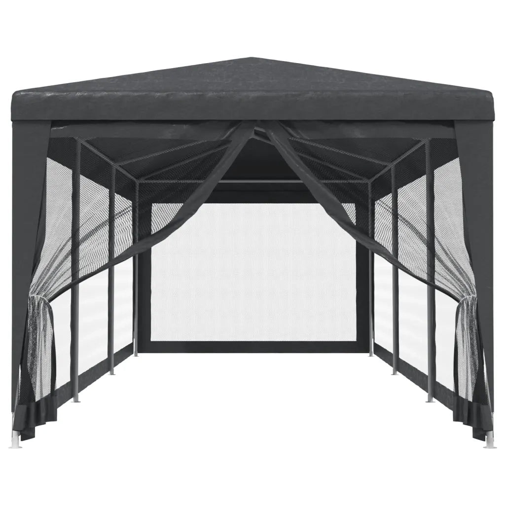 Tenda per Feste con 8 Pareti in Rete-Tenda Gazebo Antracite 3x9 m in HDPE