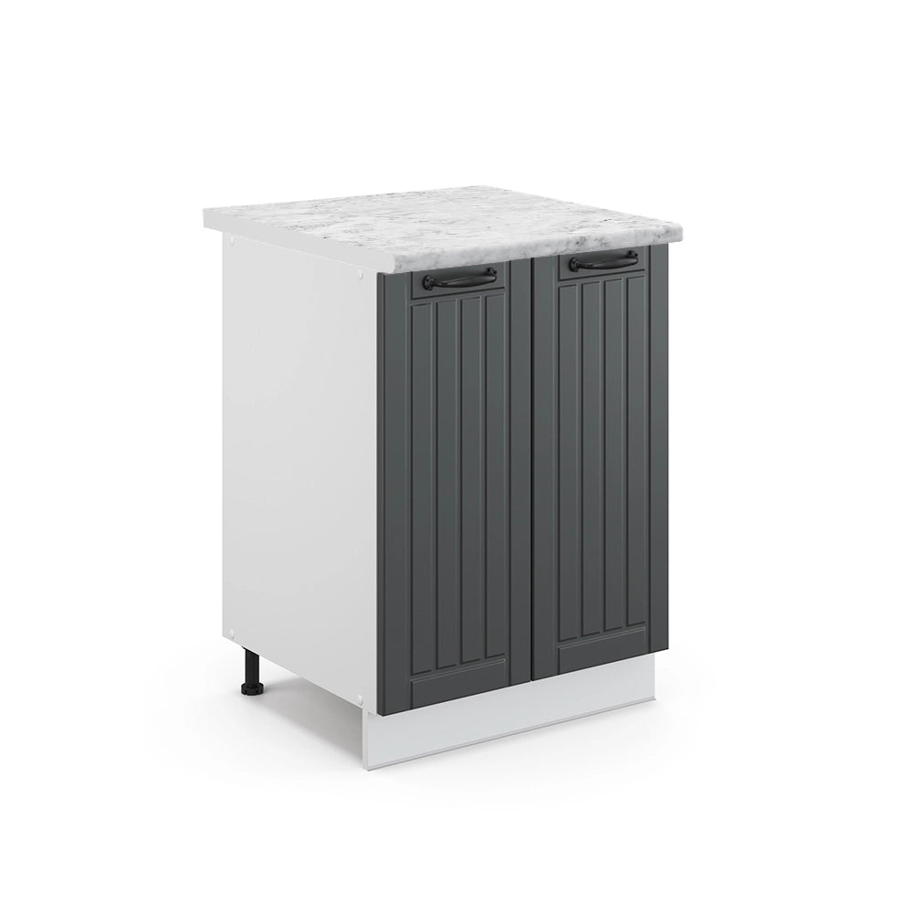 Mobiletto base cucina Fame-Line Antracite rustico/Bianco 60 cm, PL Marmo Vicco
