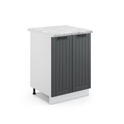 Mobiletto base cucina Fame-Line Antracite rustico/Bianco 60 cm, PL Marmo Vicco