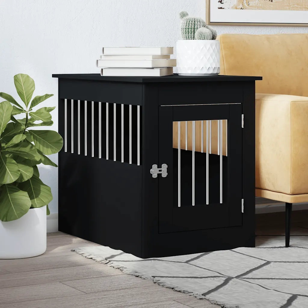 Gabbia Cani da Arredamento Nera 55x80x68cm Legno Multistrato CFW5147861