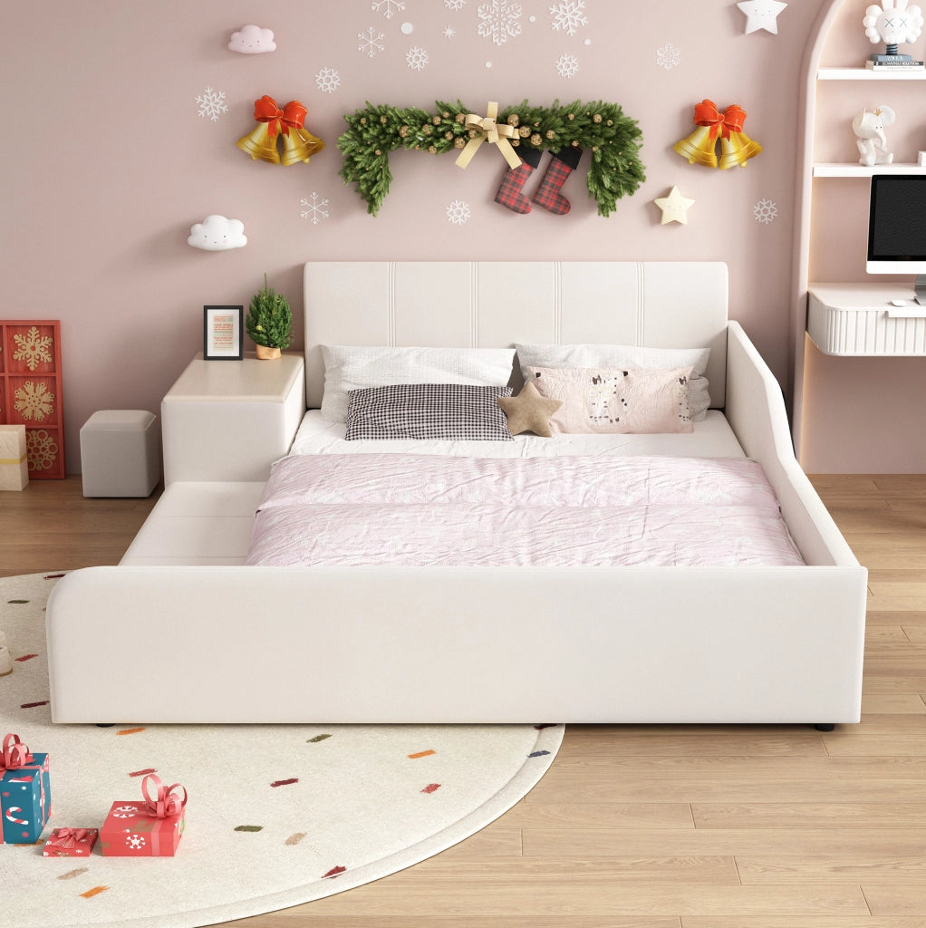 Letto imbottito per bambini 140x200 cm con scrivania e sgabello