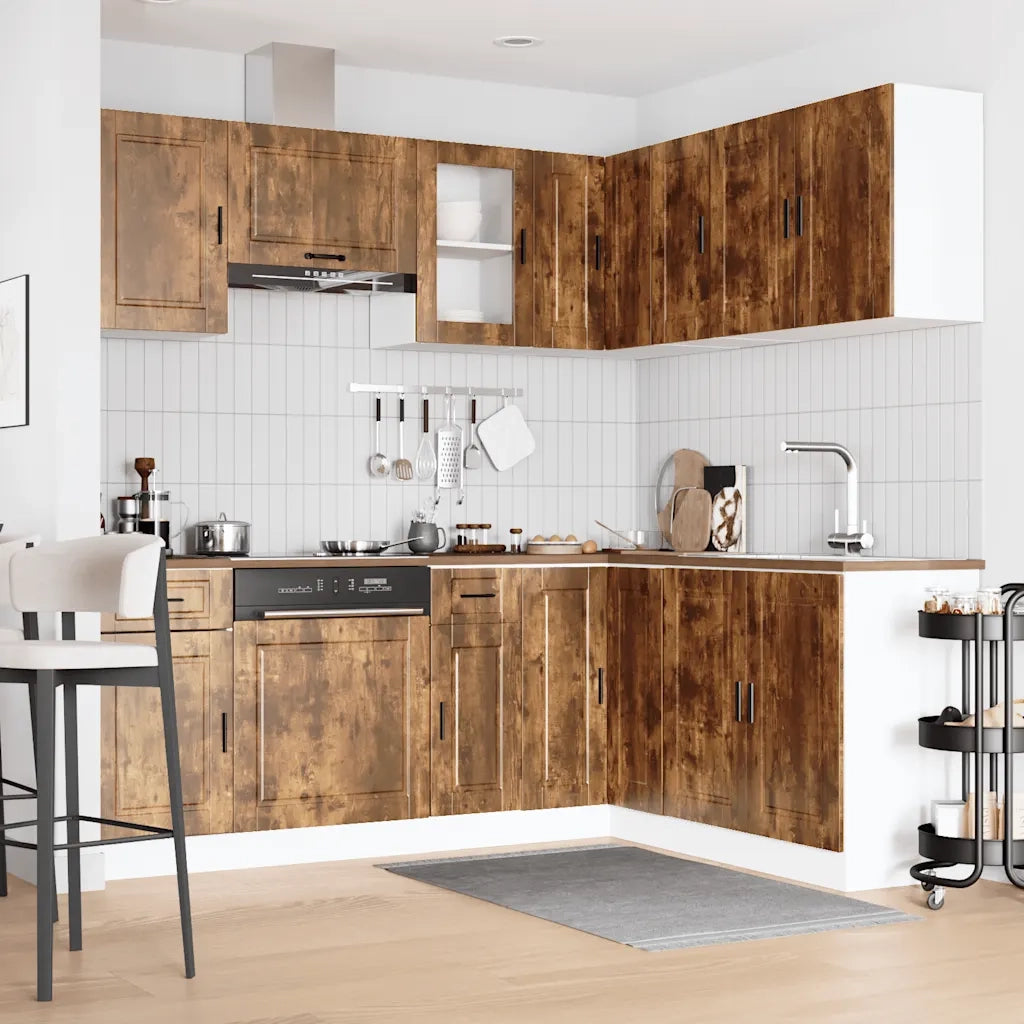 vidaXL Set Mobili da Cucina 11 pz Porto Rovere Fumo in Truciolato