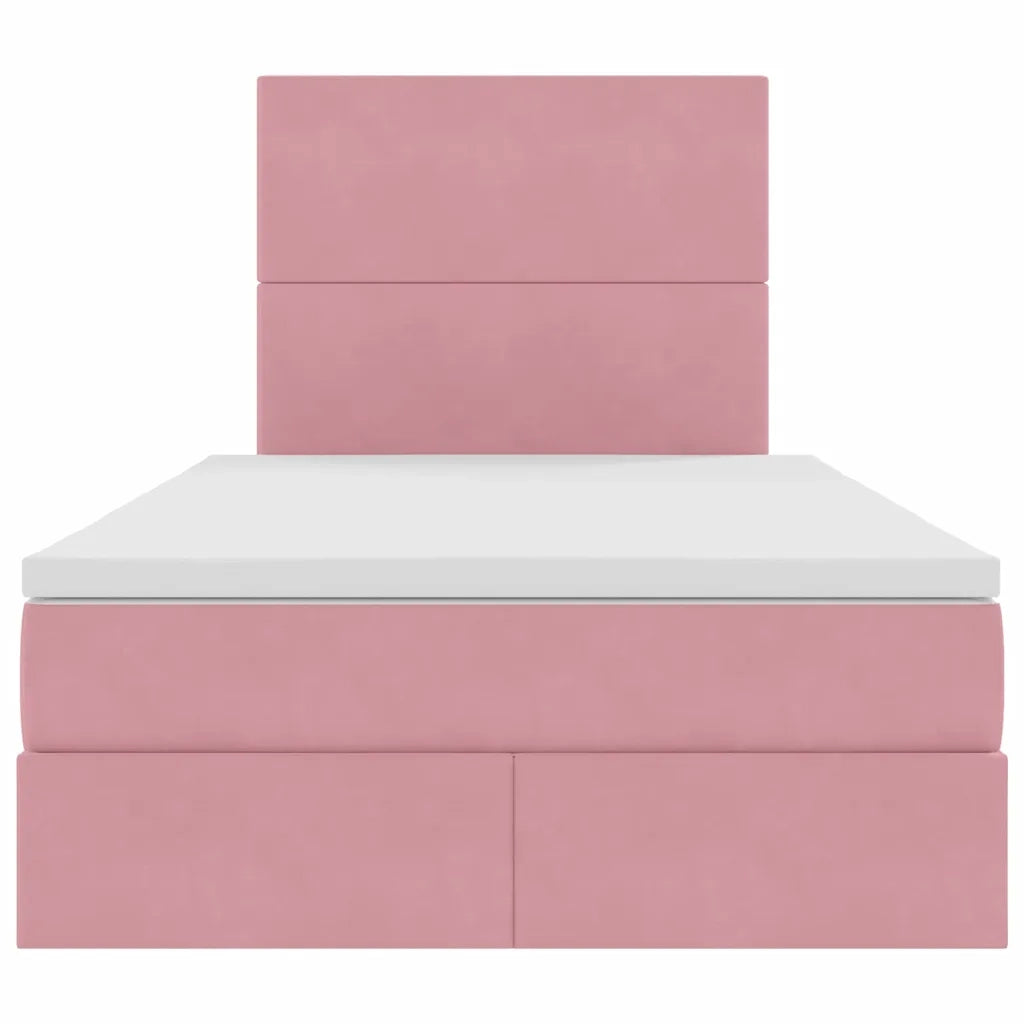 Letto con contenitore e materasso Rosa 120 x 200 cm Velluto 3371966