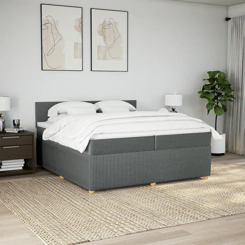 vidaXL Giroletto a Molle con Materasso Grigio Scuro 200x200 cm Tessuto