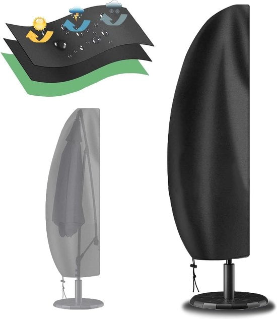 Copertura impermeabile per ombrellone da giardino 265x40x70/50cm - Nero con chiusura a cerniera pesante