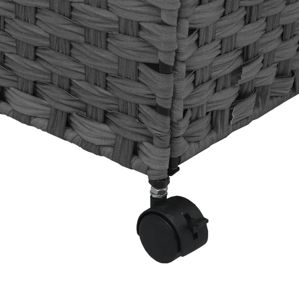 Cesto Portabiancheria con Ruote Grigio 60x35x60,5 cm Rattan 372041