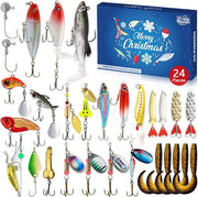 Calendario di pescaggio - Calendario per pescatori - 24 giorni di contenitore per pesci - Adatto per pescatori, adulti e adolescenti - Regalo di Natale 2025