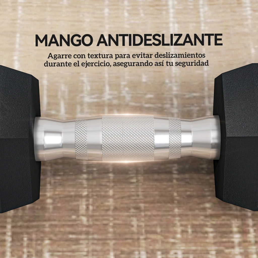 Set di manubri 2x6 kg con barra di connessione ¨C Zephmum ¨C Nero e Argento
