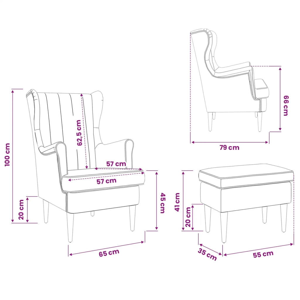 Poltrona con Ottomano 2 pz Grigio Chiaro Velluto 3418824