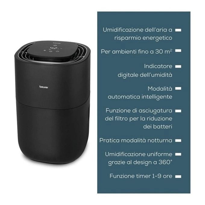 Beurer LB 200 Tecnologia di Evaporazione a Freddo in 3 Livelli ad Alta Efficienza Energetica, Umidificazione Igienica dell'Aria, Asciugatura del Filtro, per Ambienti fino a Circa 30 m²