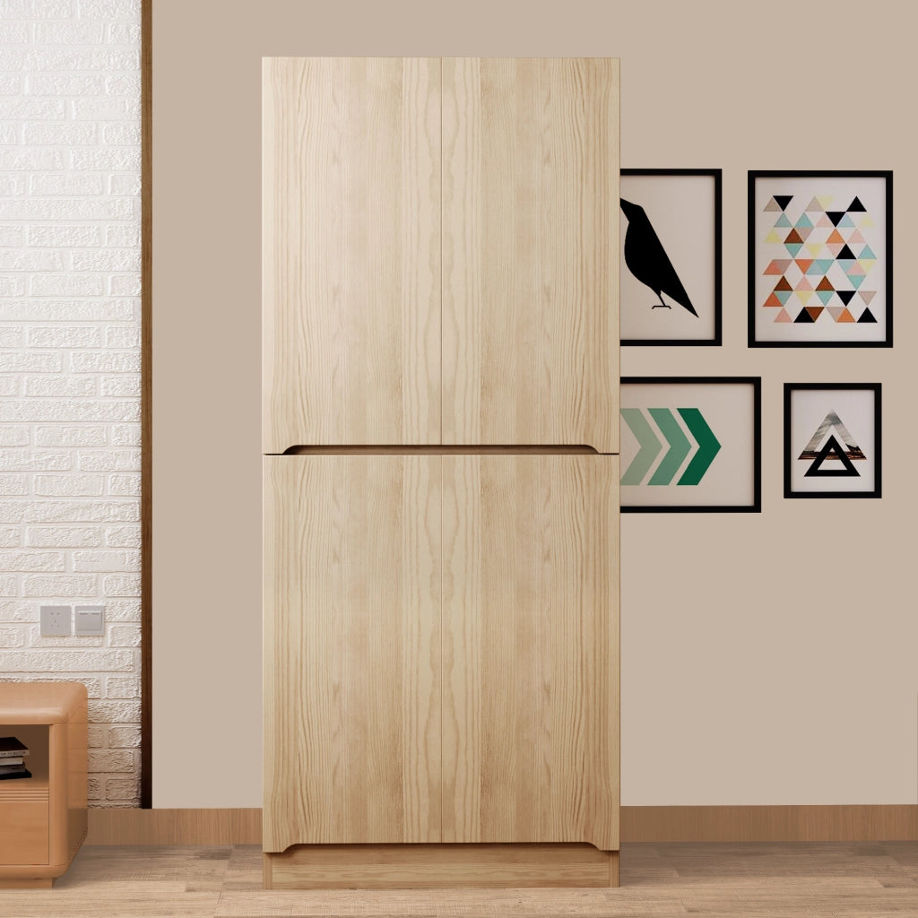 Armadio con 2 ante e vani interni per camera da letto, in legno e metallo, effetto legno naturale, 70 × 40 × 170 cm